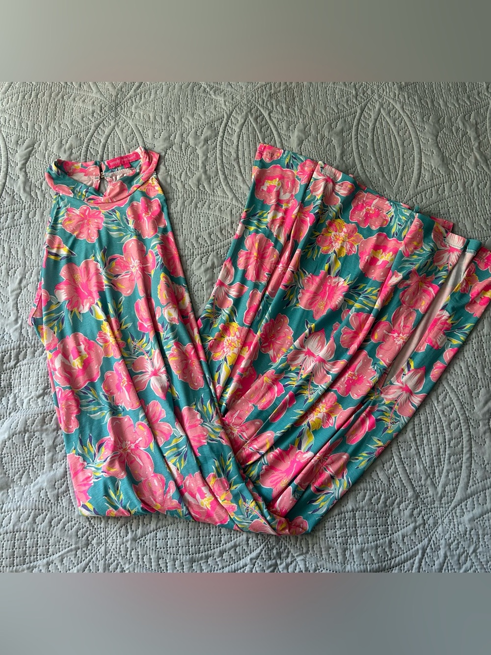 Simply Southern tropical Maxi Dress - Pink and Blue